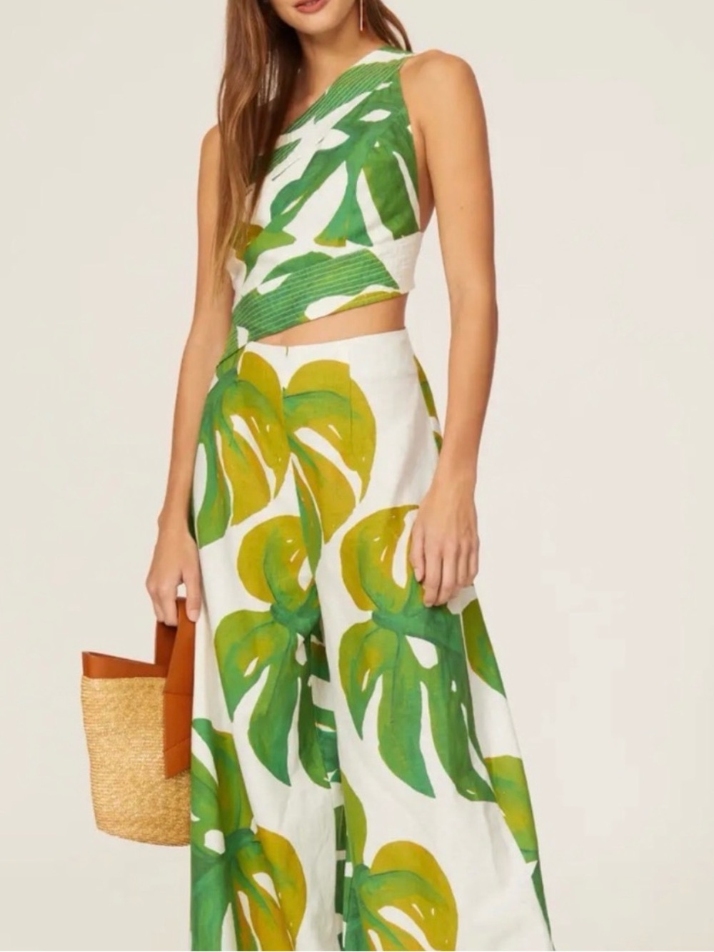 Farm Rio Medium Monstera One Shoulder Jumpsuit